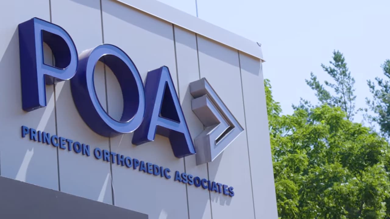POA Princeton Orthopaedic Associates sign on the building exterior